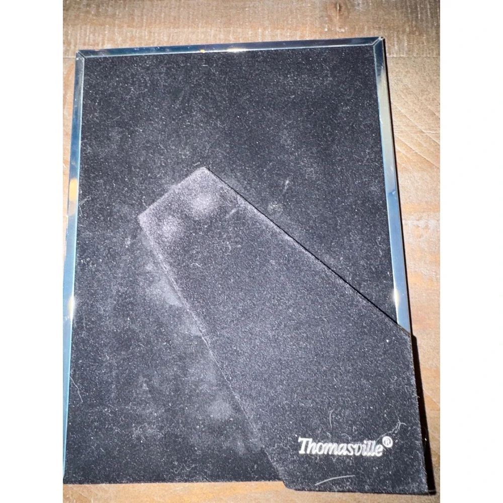 Thomasville Polished Silver Tone 4x6 Picture Frame Modern Velvet Back Tabletop